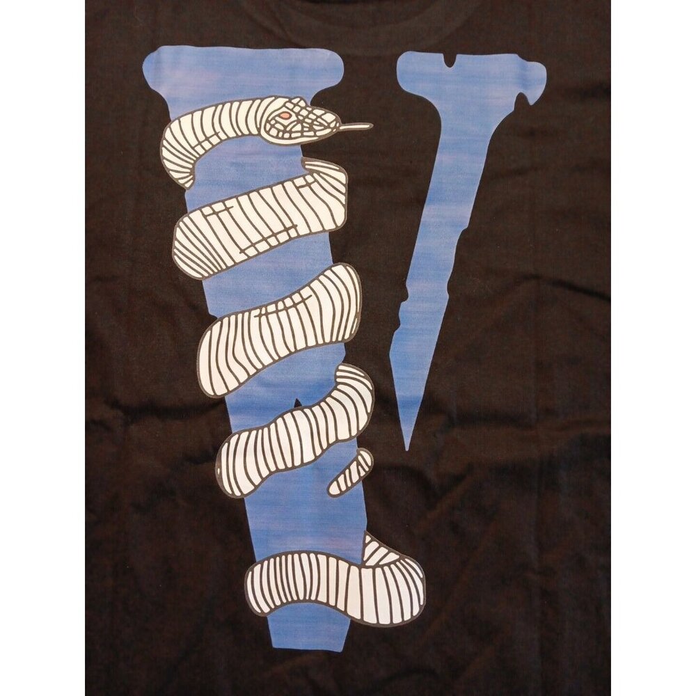 Vlone Classic Stamp Logo T-Shirt Mens L Black Snake Serpent Double Graphic NWT - Picture 4 of 7